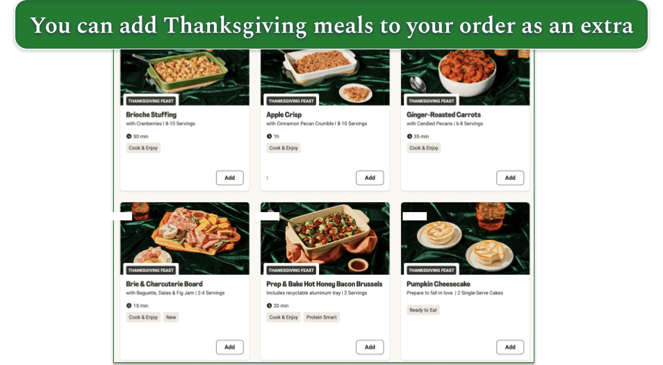 HelloFresh Thanksgiving options
