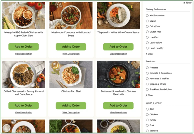 You'll find an easy-to-use filtering system on the Balance by Marley Spoon menu.