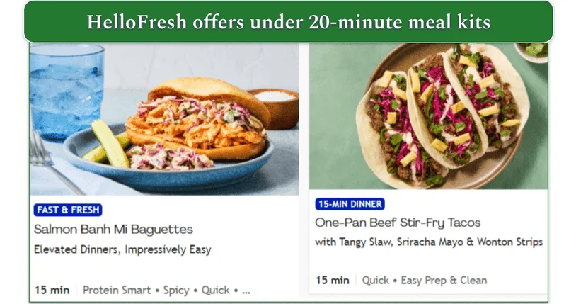 2 15 minute meal kit recipes on the HelloFresh Menu
