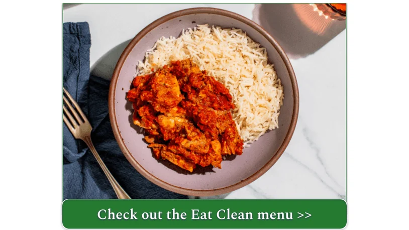 a screenshot of The Chicken Tikka Masala with Organic White Rice from EatClean to Go