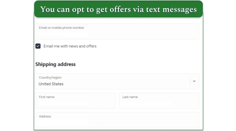 Contact and shipping info on Javvy's website