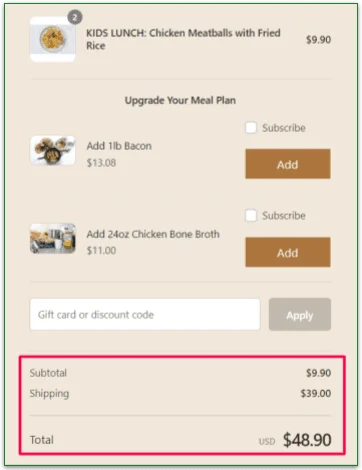 The total cost of 2 affordable Pete's Real Food's dishes
