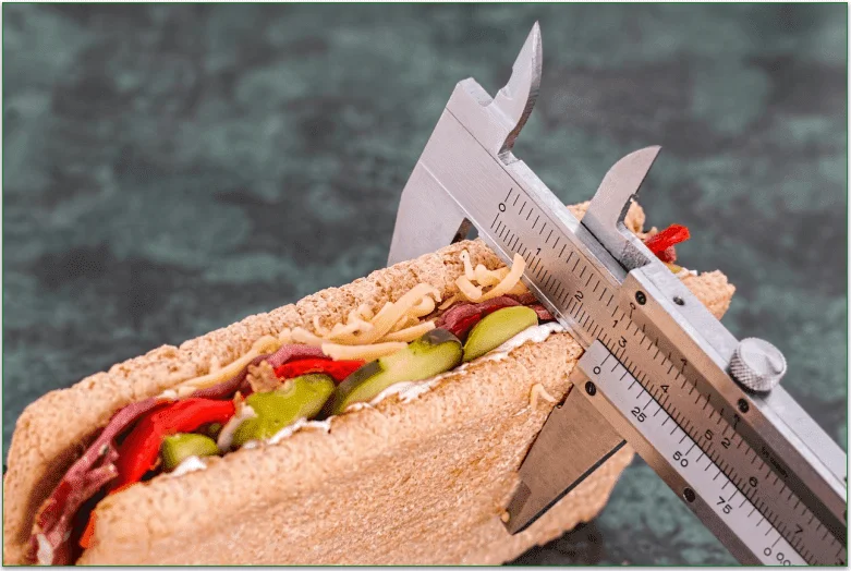 A sandwich in a measuring device
