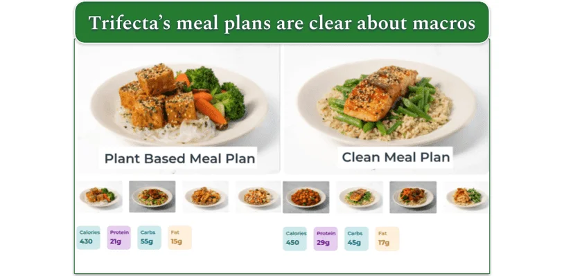 Image of some of Trifecta's meal plans