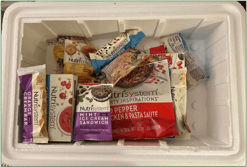 Nutrisystem meals in a styrofoam box