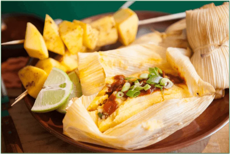 The Pork Tamales With Smoked Chili Sauce and Mango from Blue Apron.