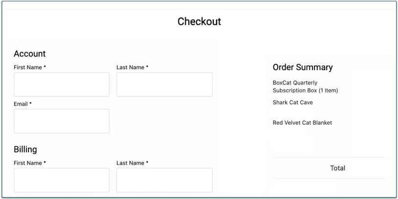 Screenshot of BoxCat's checkout
