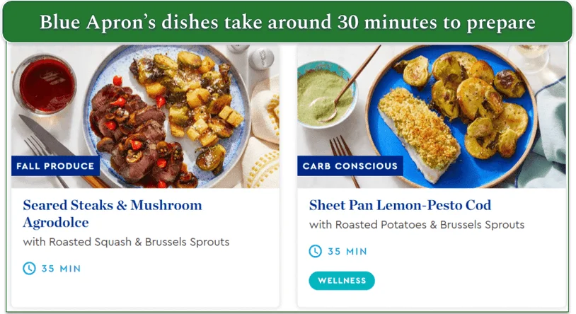Blue Apron's menu