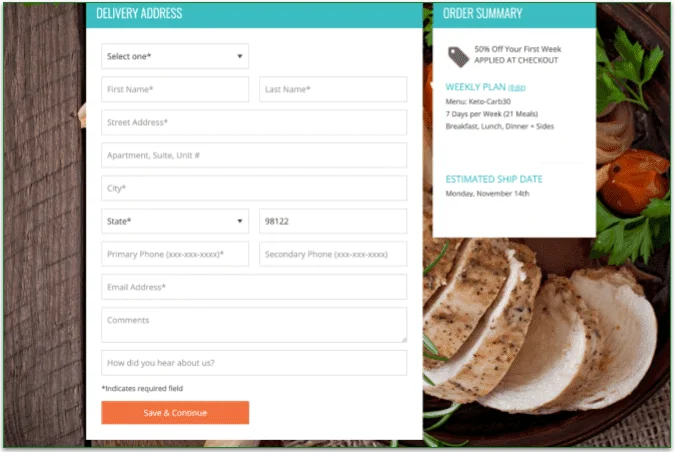 enter your shipping address