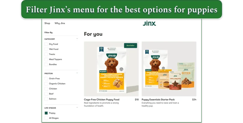 Screenshot of Jinx’s menu with Puppy filter applies