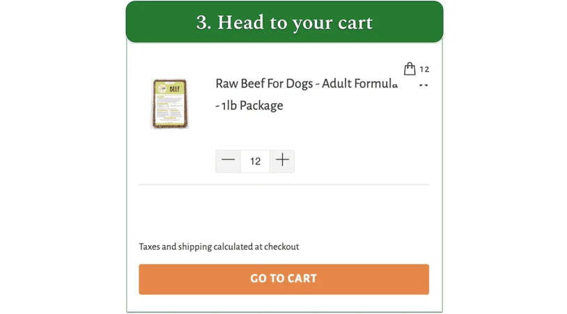 a screenshot of cali raw's cart