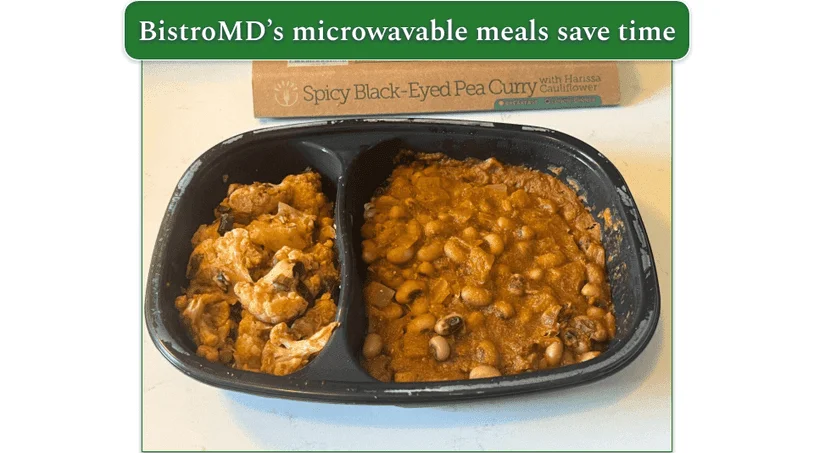 BistroMD’s Spicy Black-Eyed Pea Curry served in its plastic tray