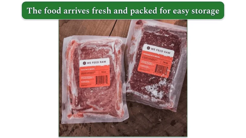 2 food packages from We Feed Raw
