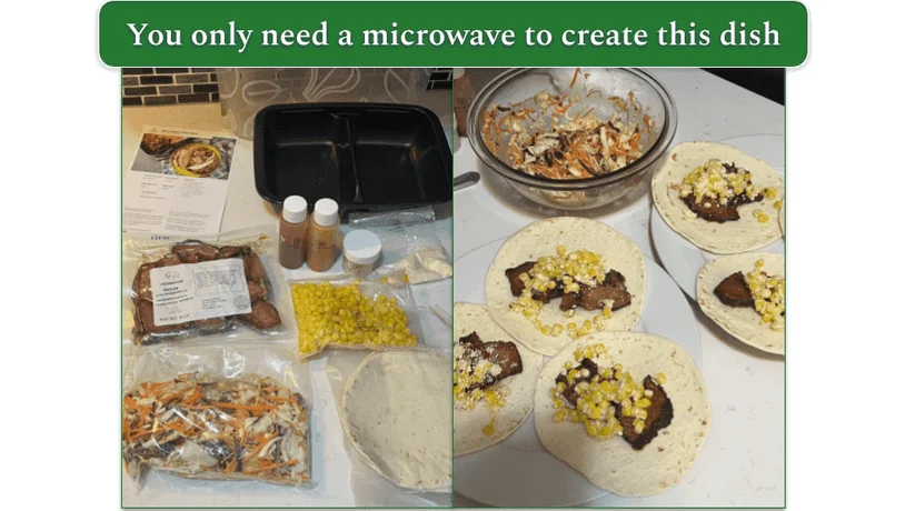 Spicy Brisket Elotes Tacos before and after cooking