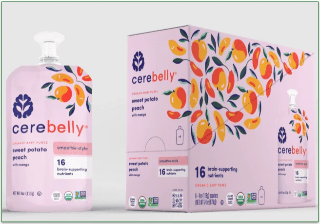 Image of 1 Sweet Potato Peach smoothie next to its box