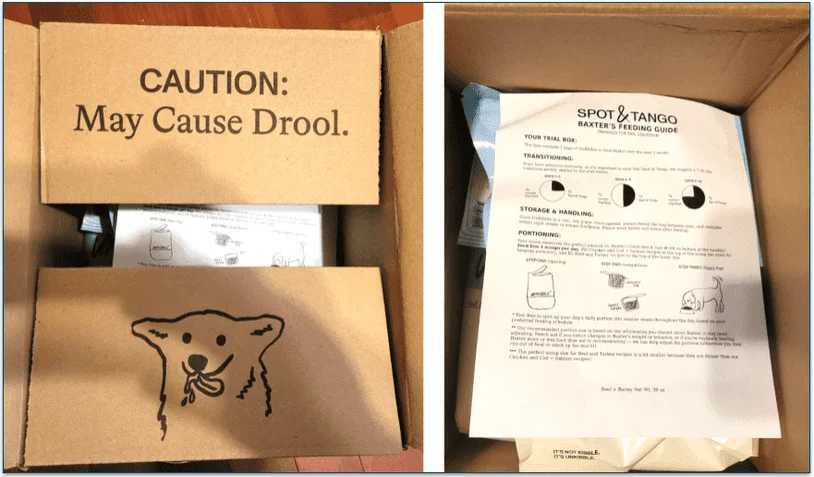 The inside of the delivery box with the feeding guide