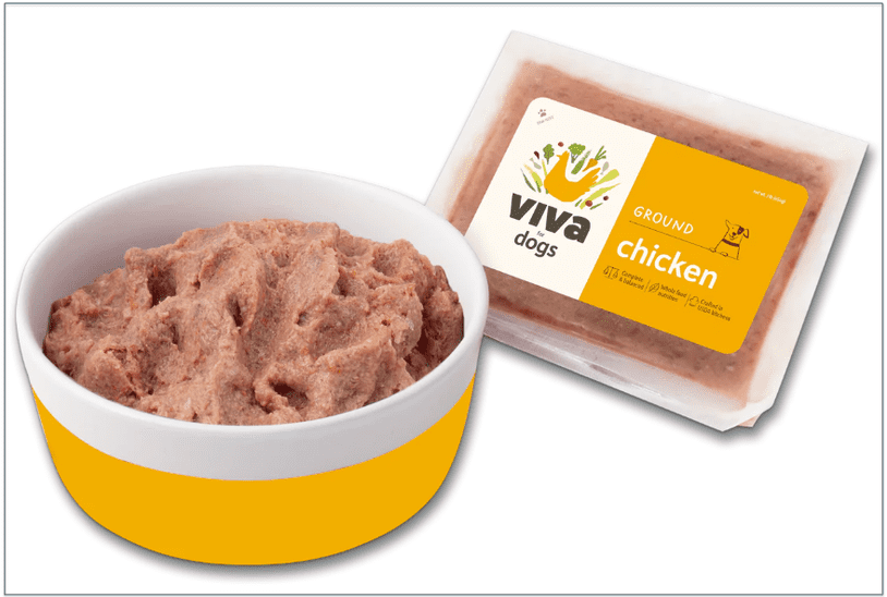 a screenshot of viva raw's chicken recipe for dogs