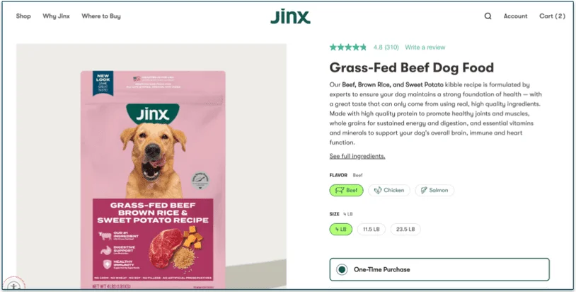 Jinx's beef kibble page