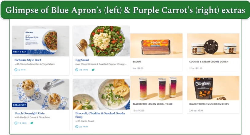 Blue Apron's Add-Ons and Purple Carrot's Plantry products