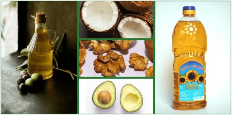 A collage of the different types of cooking oils