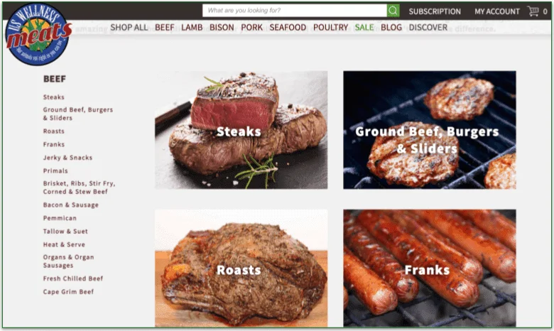 US Wellness Meats' meat menu