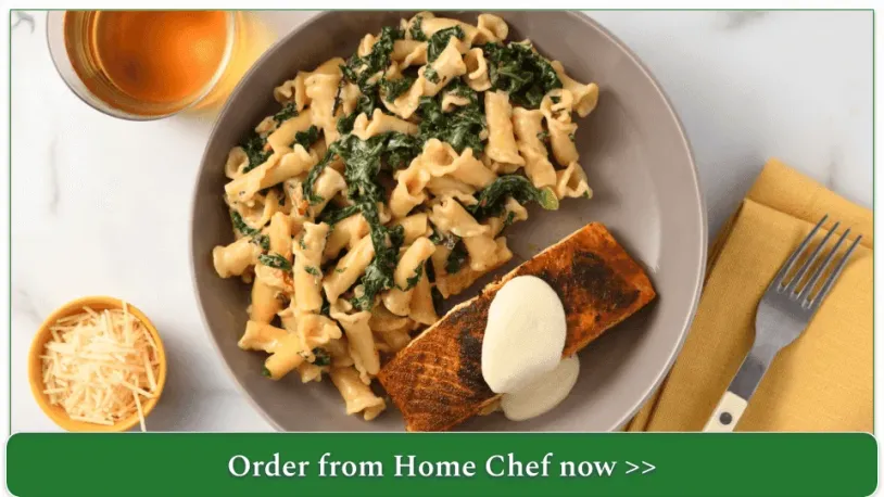 Home Chef's Blackened Salmon with sun-dried tomato Alfredo campanelle.