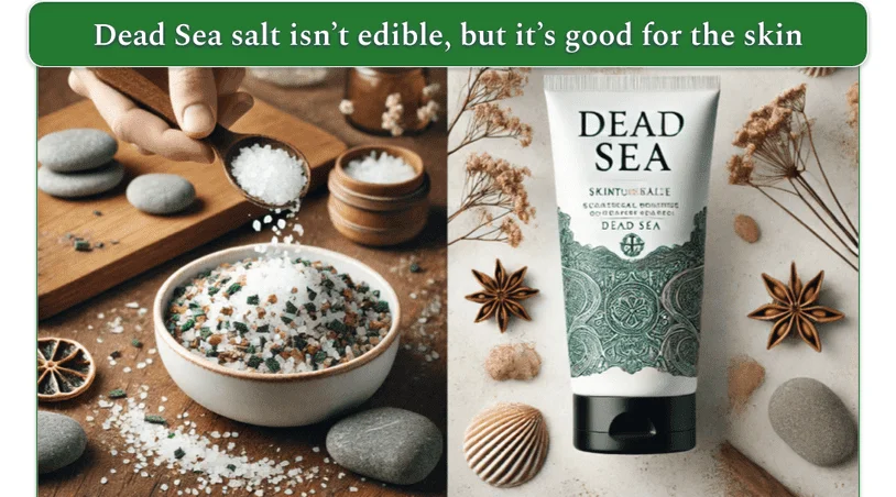 An image highlighting the differences between Celtic Sea salt and Dead Sea salt.