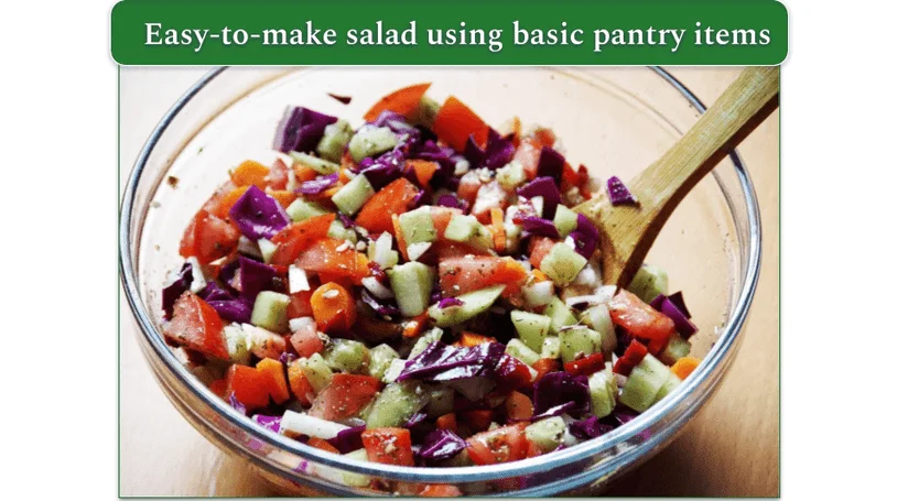 The Salad with Garden Veggies being prepared