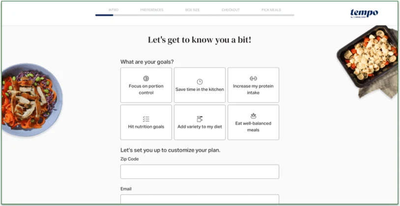 Start by entering your zip code and email address