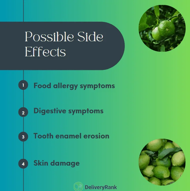 infographic showing 4 common side effects of eating limes