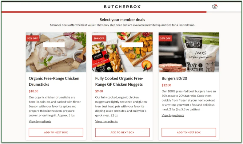 Butcher Box member deals page