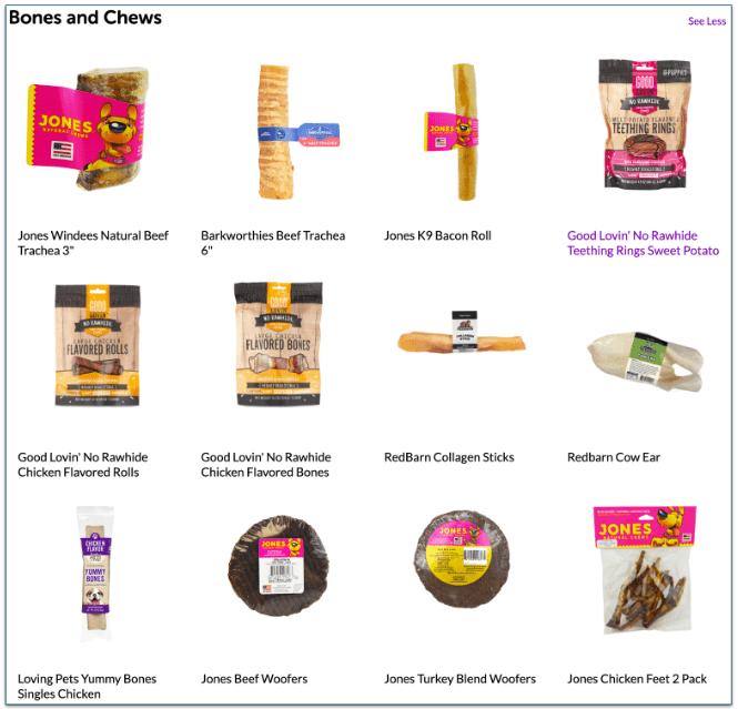 Some examples of bones and chews