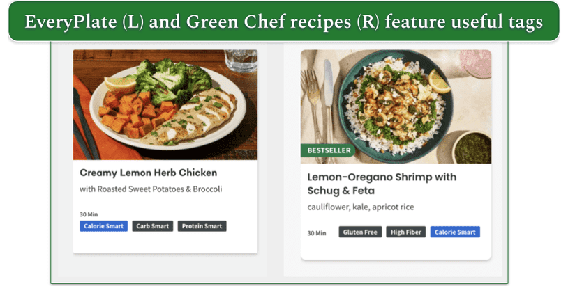 Green Chef and EveryPlate meals