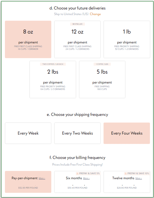 Screenshot of Driftaway Coffee's 