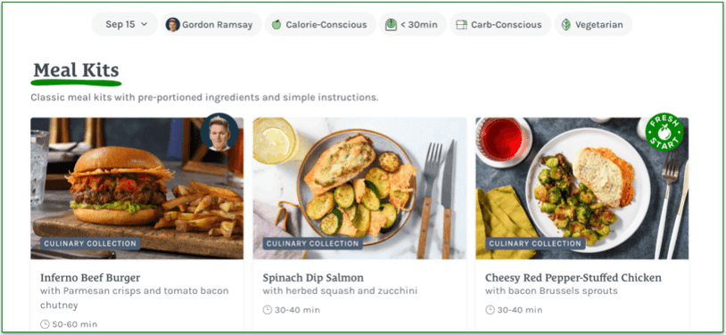 Logos on the meal image highlight special menu options
