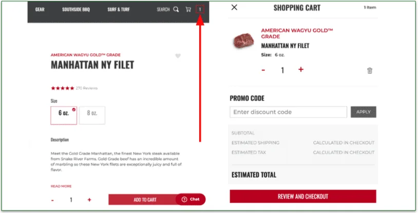 Snake River Farms' checkout process