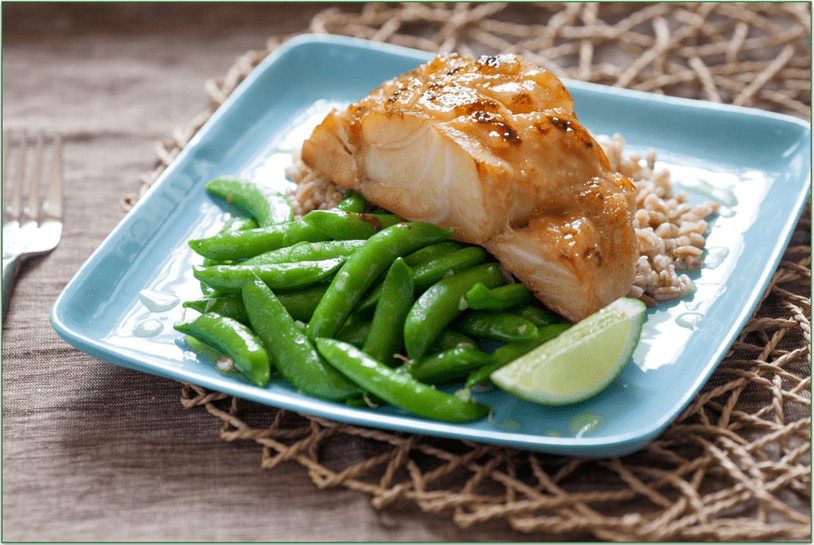 Sweet miso cod with snap peas, farro and lime beurre blanc from Blue Apron